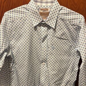 Ariat Men's White and Blue Geometric Shirt